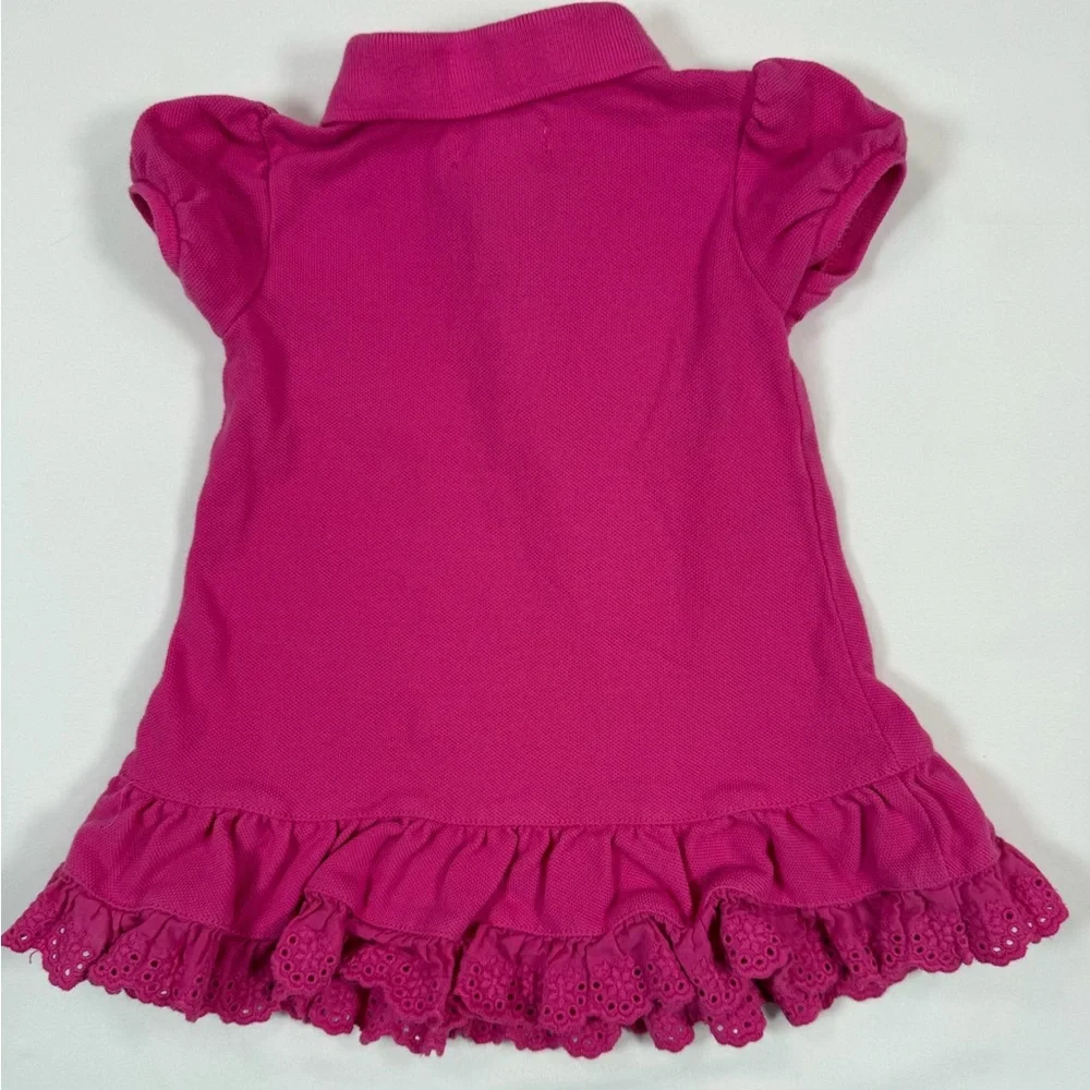 RALPH LAUREN Baby Girls’ 100% Cotton Hot Pink Polo Dress Preppy Academia Size 6M